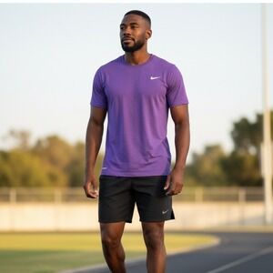 Nike Dri-FIT Mens Moisture Wicking Training Shirt Purple Heather Short SleeveXXL